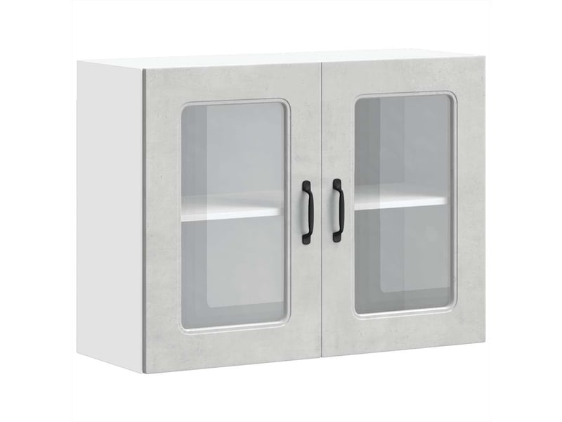  Armoire murale de cuisine avec porte en verre kalmar gris béton shl6891  - Conforama A