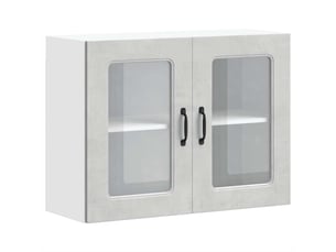 Armoire murale de cuisine avec porte en verre kalmar gris béton shl6891