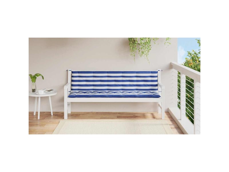  Lot de 2 coussins de banc de jardin, coussins d'assise rayures bleuesblanches cf58680  - Conforama C