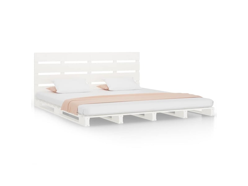  Lit double- lit adulte -  cadre de lit sans matelas blanc 160x200 cm bois de pin massif  - Conforama A