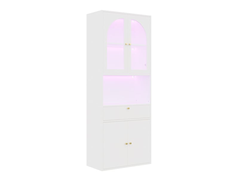  Vitrine de rangement 70x35x180 cm – blanc – led rgb connectées, dimmables avec minuteur via application  - Conforama A