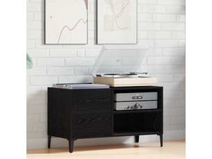 Meuble à vinyles, armoire à disques chêne noir 84,5x38x48 cm bois d'ingénierie