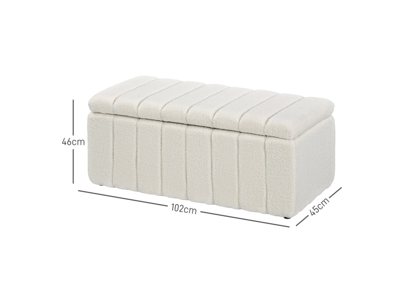  Banquette capitonnée, banquette de lit avec espace de rangement, charge maximale 120 kg, 102 x 45 x 46 cm, blanc crème  - Conforama E