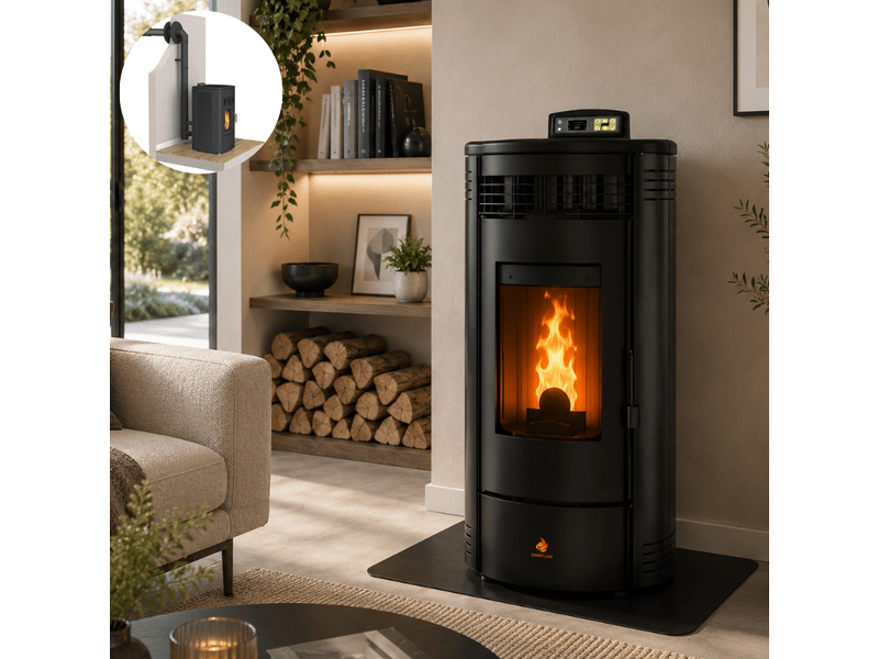 Poêle à granulés étanche flora 9 kw + kit conduit ventouse - noir - Conforama E