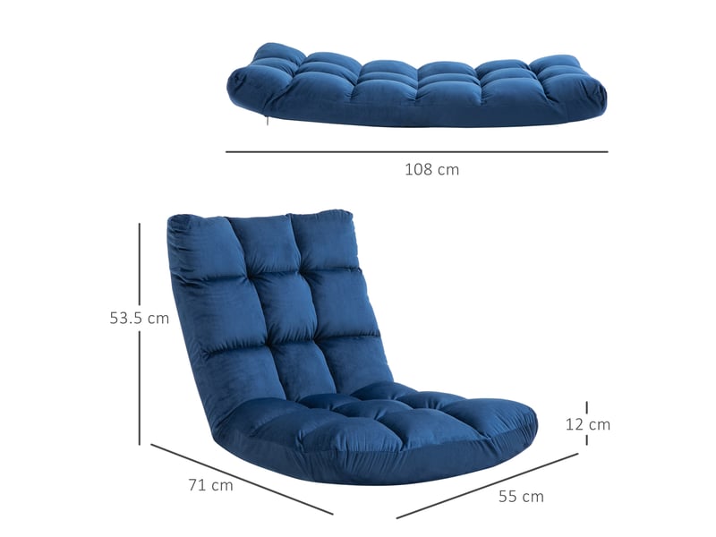Canapé droit convertible 2 places en tissu bleu, dossier réglable 5 positions, idéal pour recevoir vos invités - Conforama C