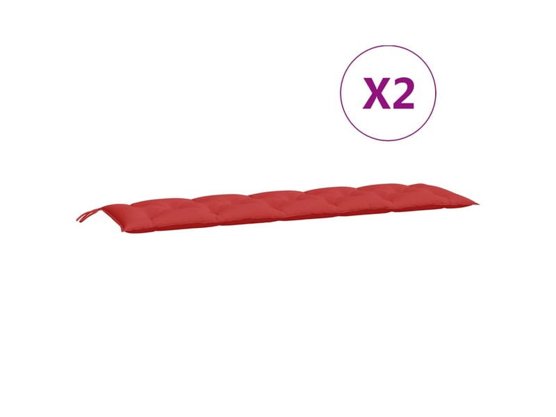  Lot de 2 coussins de banc jardin, coussins d'assise rouge 180x50x7 cm tissu oxford cf58738  - Conforama E