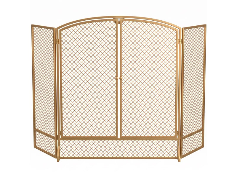  Pare-étincelles de cheminée, pare-étincelles en 3 parties avec double porte 122x75cm  - Conforama A
