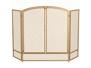 Pare-étincelles de cheminée, pare-étincelles en 3 parties avec double porte 122x75cm