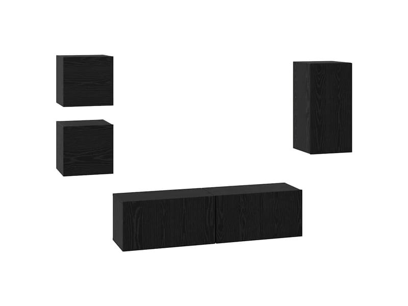  Ensemble meuble tv - banc tv - meuble de rangement 5 pcs chêne noir bois d'ingénierie  - Conforama A