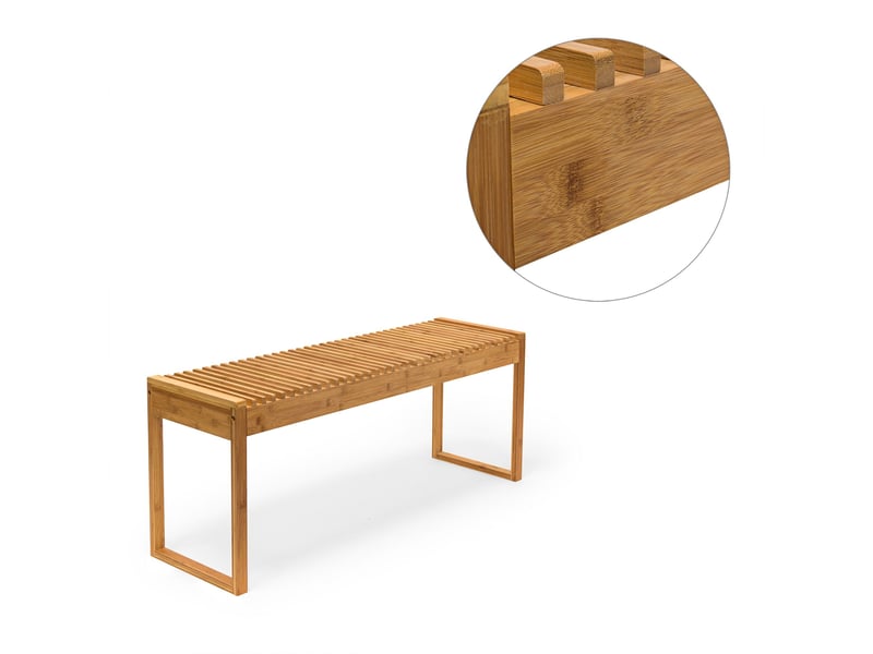  Banc en bambou naturel 120 x 30 x 45 cm confortable usage intérieur extérieur ambiance cosy en bambou naturel 13_0003198  - Conforama D