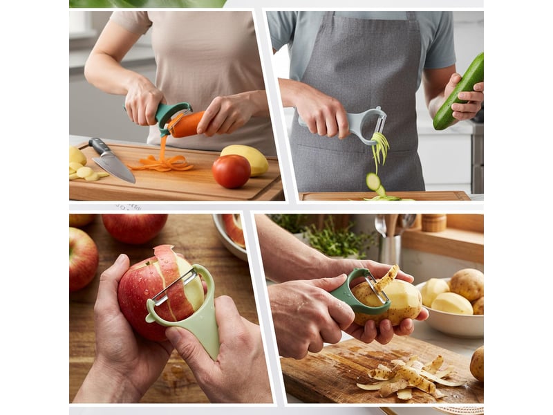  Lot de 3 éplucheurs de légumes, éplucheur en forme y pour carotte, pomme de terre, concombre, vert (12.5×7.3cm)  - Conforama D