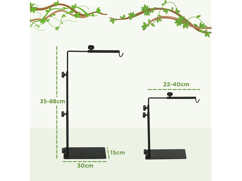 Support de lampe chauffante pour terrarium 40x15x95 cm réglable métal noir  - Conforama C
