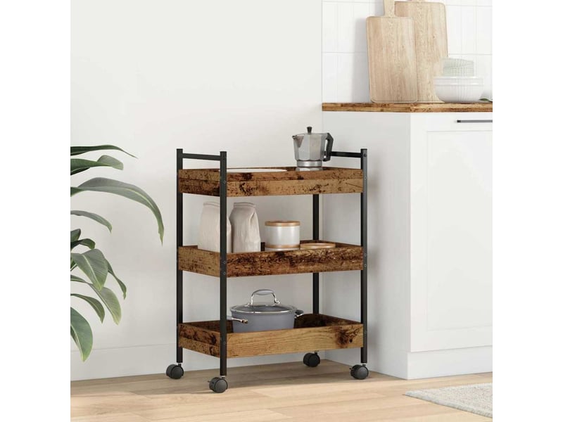  Desserte de cuisine, chariot de rangement bois ancien 50x30x70 cm  - Conforama D