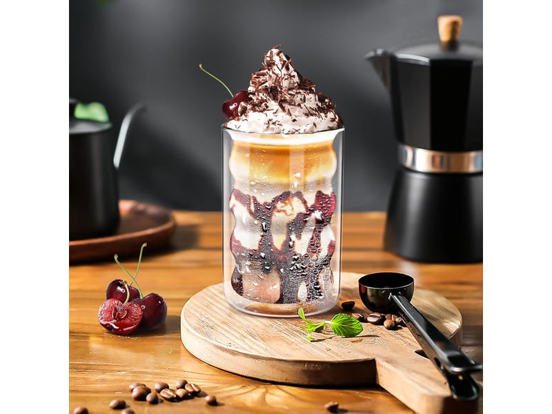  Lot de 4 verres à latte macchiato double paroi en verre borosilicate 350 ml - 12 x 8 cm - transparent  - Conforama C