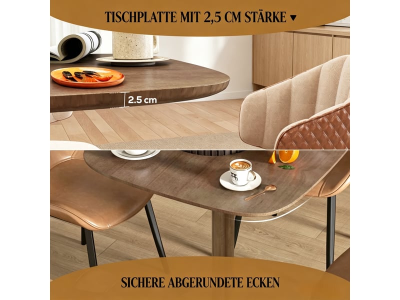  Table à manger carrée 4 personnes, plateau épais effet bois, style moderne  - Conforama E