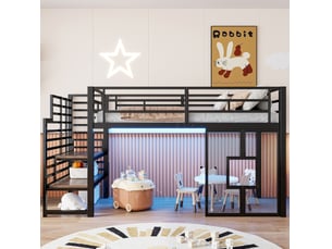 Lit mezzanine 90x200 cm <strong>HAVRYA</strong>  <strong></strong> coloris noir
