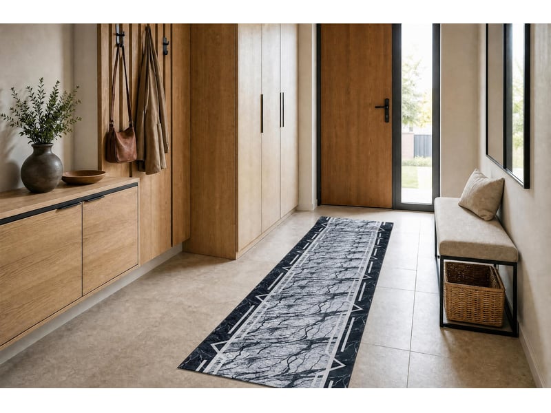  Tapis de couloir antidérapant lotus marmur 60950 marbre gris lavable 100 cm  100x240 cm  - Conforama D
