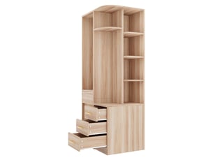 Armoire 70x55x175 cm avec penderie et tiroirs mdf couleur bois