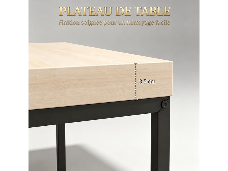  Lot de 2 tables basses gigognes, table basse carrée 45 x 45 cm, acier et bois naturel, design moderne gain de place.  - Conforama R
