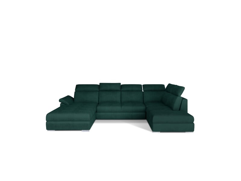 Canapé panoramique convertible majesta 5 places vert foncé – angle gauche  - Conforama A