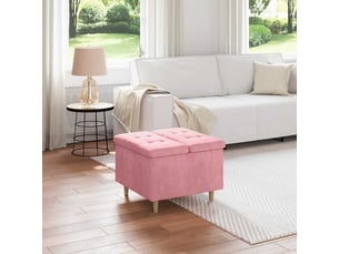 Ottoman, repose pied salon avec rangement rose 60x60x45 cm velours