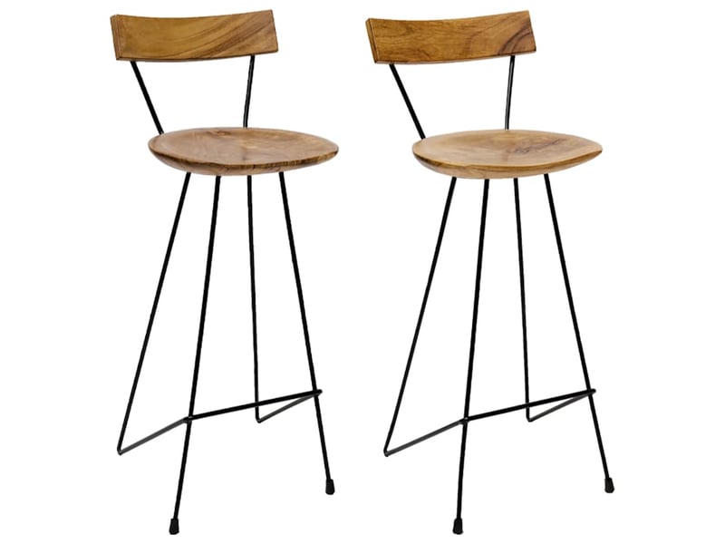  Lot de 2 tabouret de bar, chaise de bar bois de teck massif shl98468  - Conforama B