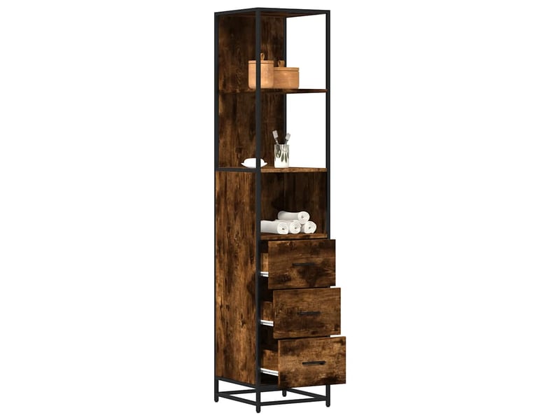 Armoire de salle de bain, cabinet de salle de bain chêne fumé 35x37,5x166 cm cf65066 - Conforama B