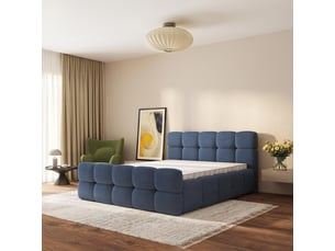 Lit coffre 120x200cm <strong>MASSENO</strong> <strong></strong> coloris bleu