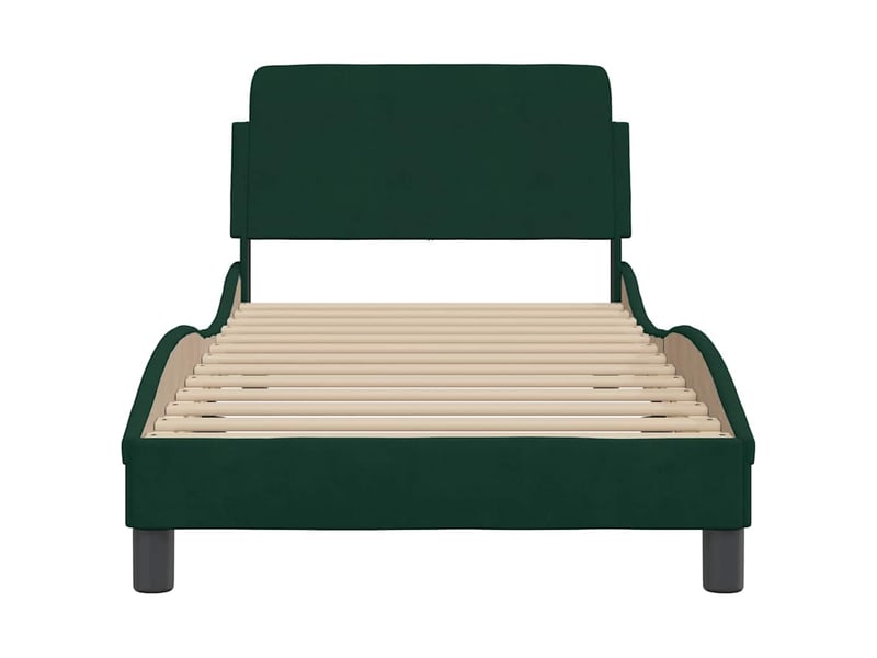  Lit simple- lit adulte -  cadre de lit dover vert foncé 90x190 cm velours  - Conforama C