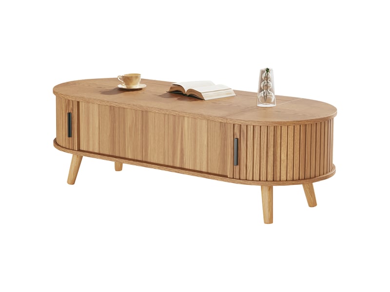 Table basse de salon, avec rangement, 120 x 50 x 39,5 cm, en bois, pour salon, pour maison et appartement, pour usage quotidien - Conforama E