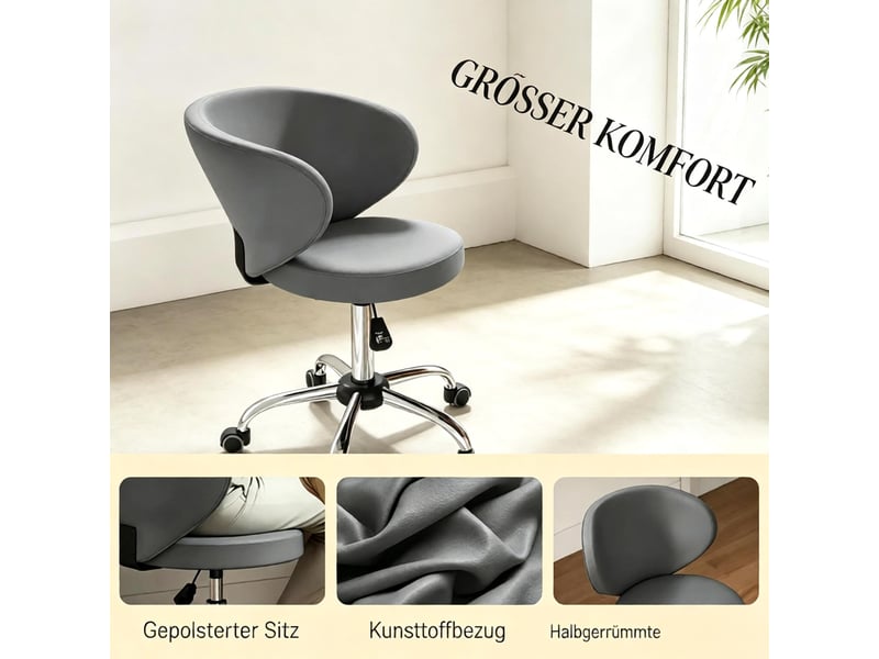  Tabouret de massage à roulettes,45x54 cm,réglable avec dossier,pu,gris  - Conforama E