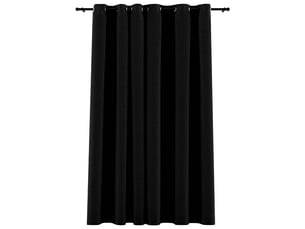 Rideau occultant, rideau black-out aspect de lin avec œillets noir 290x245 cm cf43943