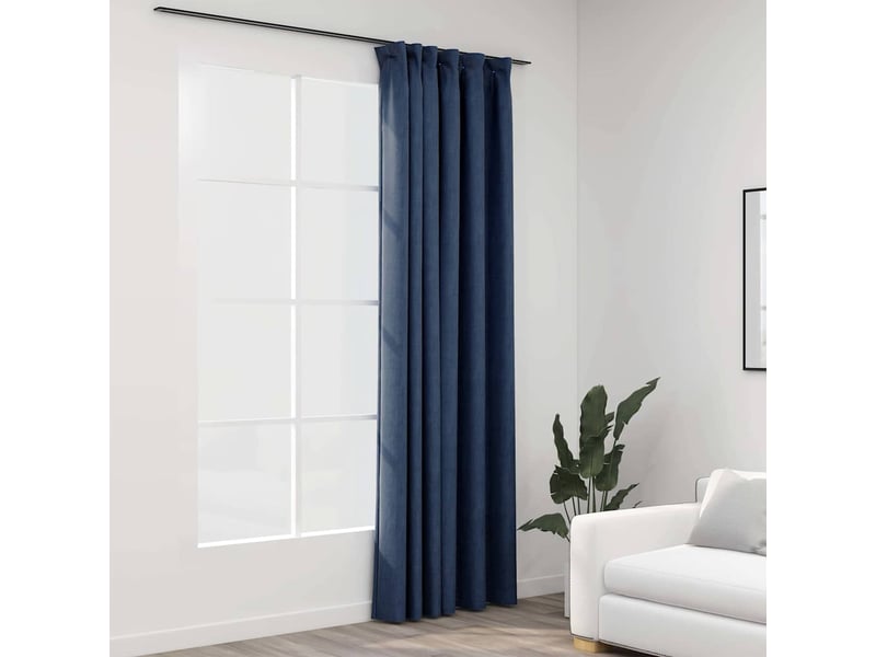  Rideau occultant, rideau black-out d'aspect de lin avec crochets bleu 290x245 cm cf43969  - Conforama B