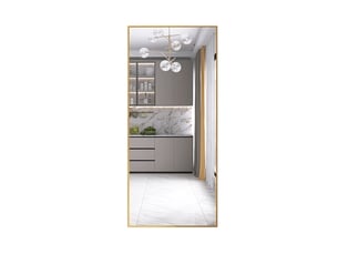Miroir sur pied 180x80cm - miroir grand format en verre trempé avec cadre en aluminium - doré