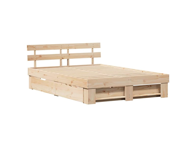  Lit double- lit adulte -  cadre de lit avec tiroir marron 150 x 200 cm pin massif  - Conforama D