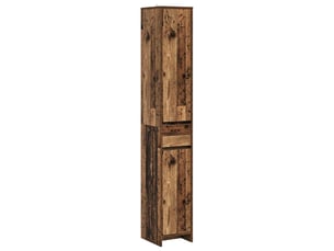 Armoire de salle de bain, meuble de rangement bois ancien 30x33x190 cm