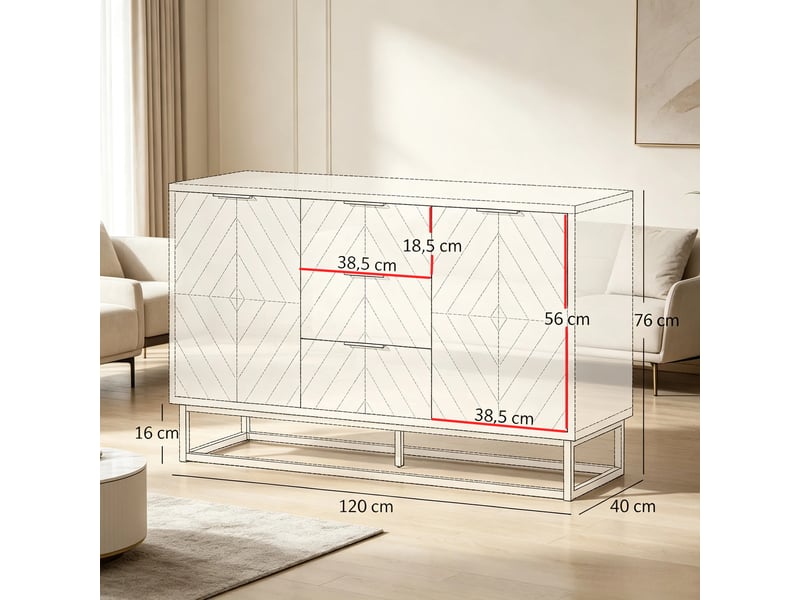  Buffet rangement modèle modern, avec tiroirs et portes, commode multifonction 1 pièce  - Conforama C