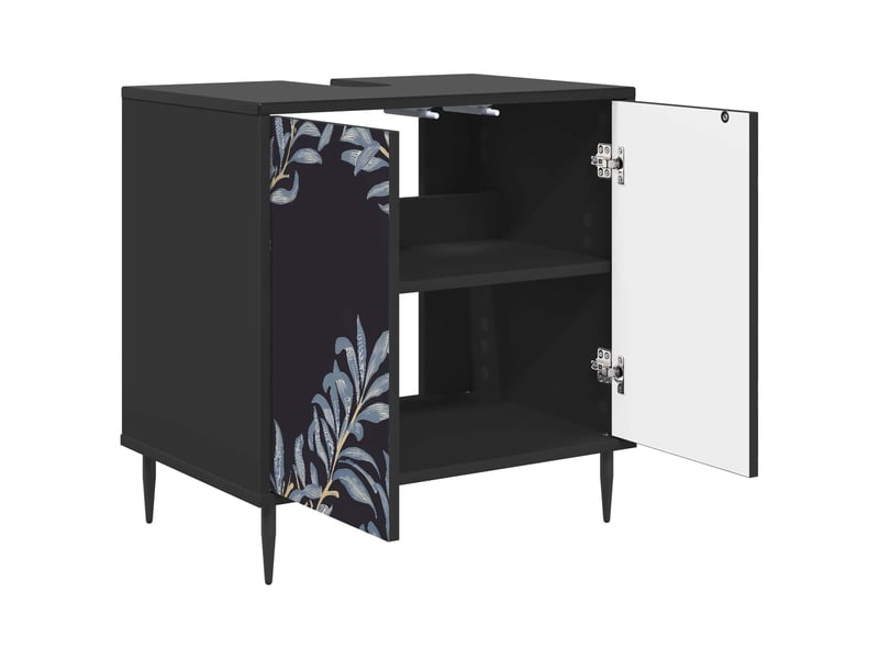  Armoire de salle de bain, meuble de rangement dokkum chêne noir 60x40x61 cm  - Conforama D