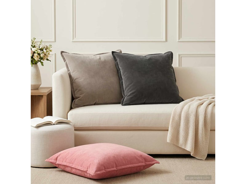  Lot de 2 coussins avec oreiller, coussins décoratifs houten gris foncé fløjl cf51071  - Conforama B