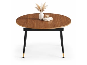 Table à manger ovale extensible 6 à 10 personnes, aspect noyer et noir, mdf et métal, 200 x 120 x 73,66 cm