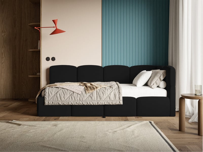  Selsey cloudy - lit rembourré - 170x185 cm - velours noir - côté droit Cloudy - Conforama B
