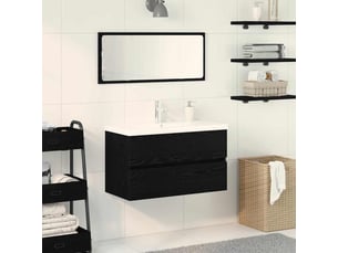 Meuble de lavabo de salle de bain, armoire de bain chêne noir 80 x 39 x 62 cm cf65540