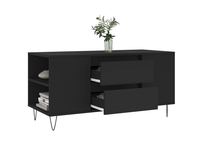  Table basse - table de salon - table à thé noir 102x44,5x50 cm bois d'ingénierie  - Conforama D