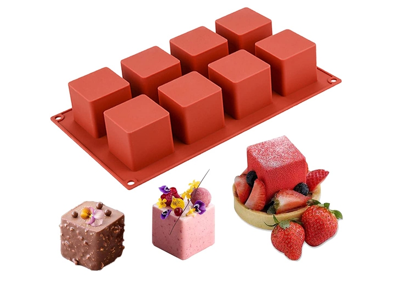 Moule en silicone 3d pour gâteaux cube 5,1 x 5,1 x 5,1 cm mousse, dessert français, friandises de chocolat, brownie, pâtisserie, gelée, glaçure - Conforama A