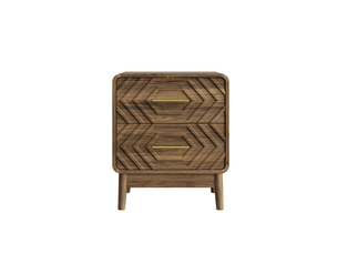 Table de chevet 48x38x56 cm en mdf marron noyer avec 2 tiroirs