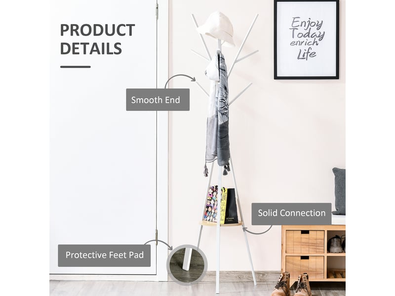  Porte-manteau, porte-manteau sur pied, porte-manteau de couloir, métal blanc, 45x45x180cm pour commander dans le couloir 831-174WT - Conforama E
