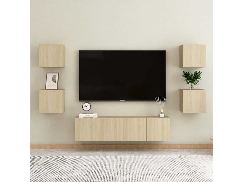  Ensemble de meubles tv 6 pcs chêne sonoma bois d'ingénierie shl73399  - Conforama B
