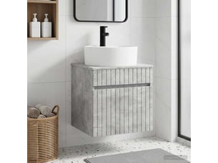 Meuble de lavabo mural, rangement salle de bain gris béton 49x44.5x65 cm