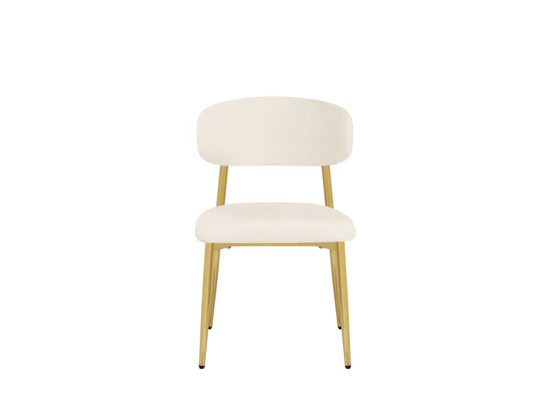 Lot de 4 chaises de salle à manger 51x50x81 cm rembourrées blanches et dorées - Conforama D