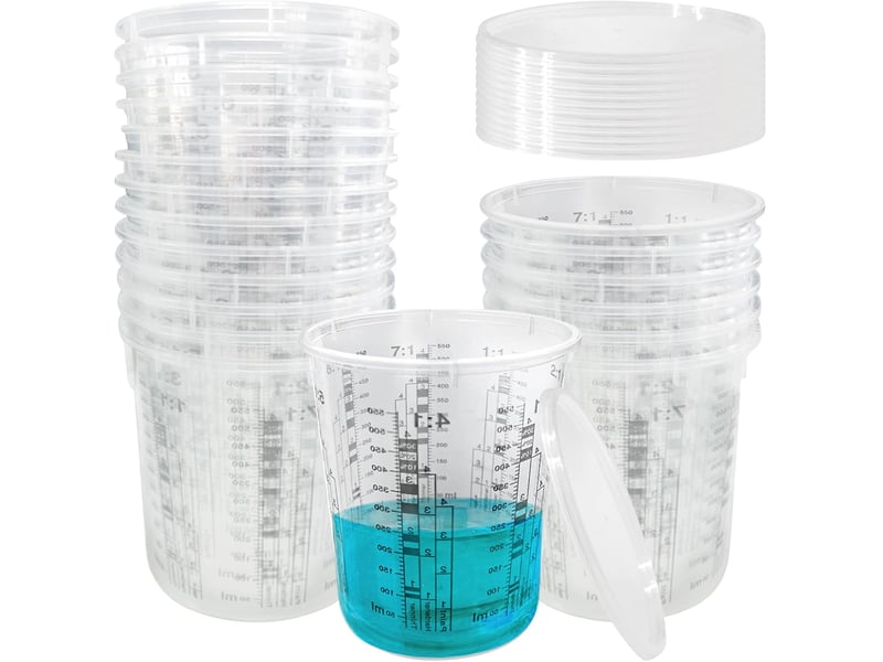  20pcs tasses de mélange de peinture 680ml, tasse à mesurer avec couvercles, gobelets de mélange pour peinture tasses à mesurer en plastique gobelets  - Conforama A